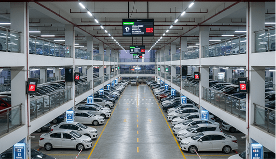 Modern indoor multi-level parking garage
