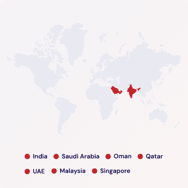 HyperPark deployment map across India, Middle East, and Asia